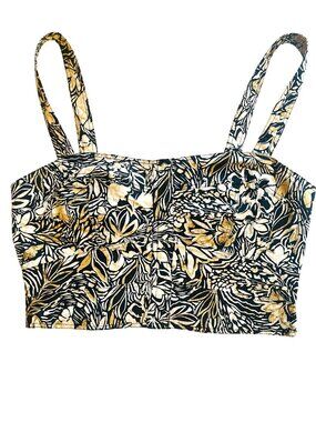 JASON WU Black and Cream Patterned Crop Top - Size Medium